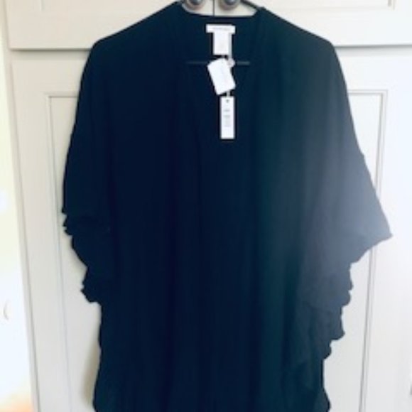 NWT Max StudioRuffled-Trim Knit Poncho - Picture 6 of 11